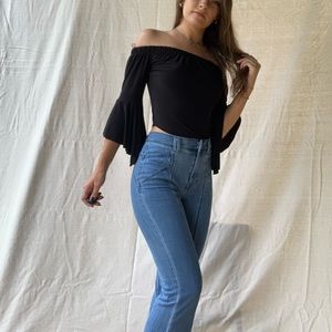 Black off shoulder crop top